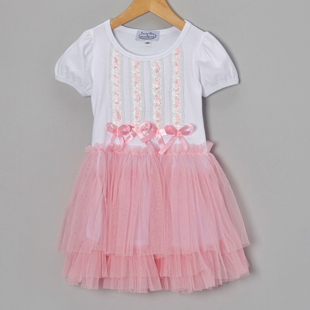 Girls Pink White Chiffon Ballerina Party Dress